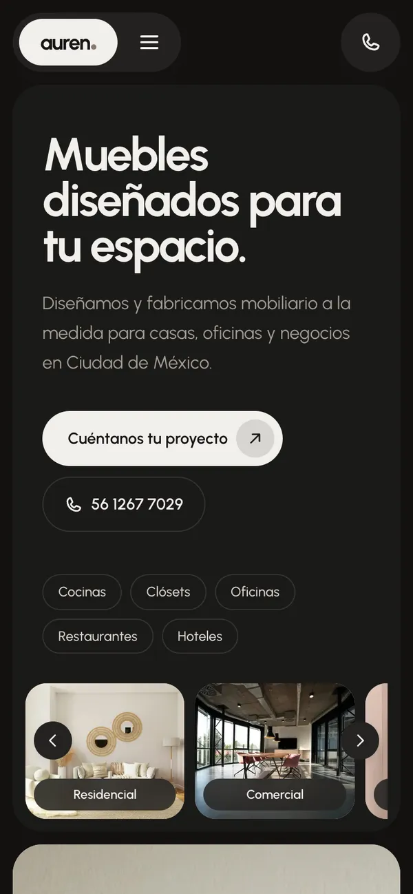 Sitio de Auren en celular